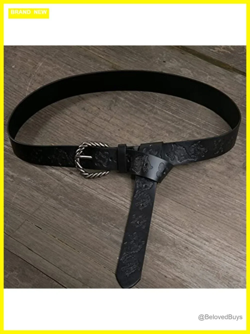 Viking Fenrir Embossed Faux Leather Buckle Belt, Medieval Knight Belt
